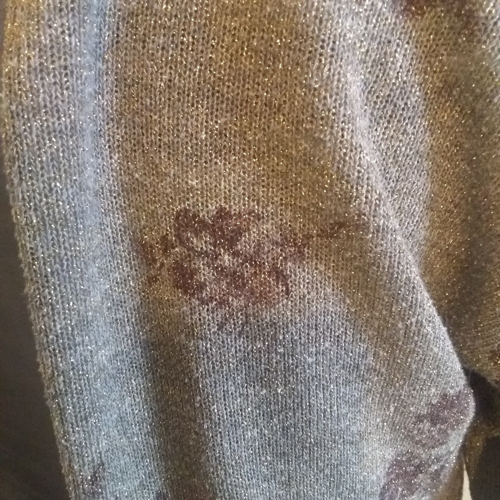 Lush Taupe Shimmer Floral Hi-lo Knit Top with Sheer back - Picture 3 of 6